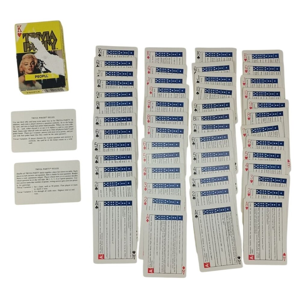 Trivia Party Card Deck Hollywood People Ed. Pub. 1980 Vintage